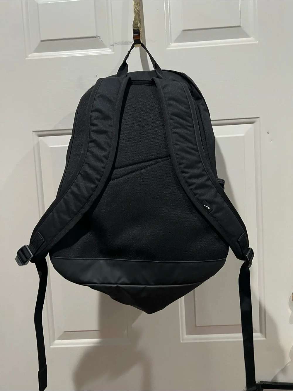 Nike Black Backpack with White Swoosh, 36 and Clover Patch